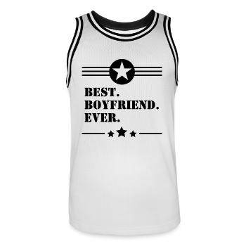 Meilleur petit ami de tous les temps en noir - Maillot de basket Homme - blanc/noir - Devant - AI Model Male 185 dark (185cm)