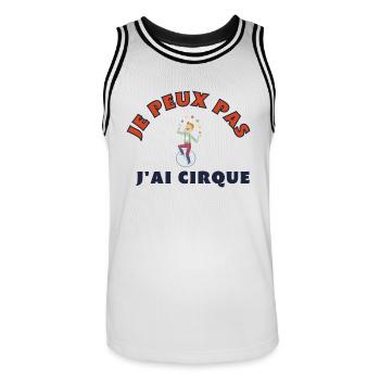 Ich kann nicht Ich habe Zirkus Geschenk Zitat Humor - Männer Basketball-Trikot - Weiß/Schwarz - Vorne - AI Model Male 185 dark (185cm)
