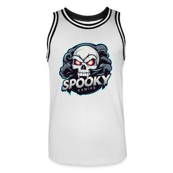 Spooky Gaming - Skelett Schädel Videospiel - Männer Basketball-Trikot - Weiß/Schwarz - Vorne - AI Model Male 185 dark (185cm)