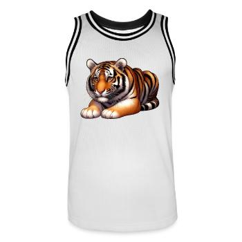 Tiger Feline Head, King of the Jungle! - Men's Basketball Jersey - white/black - Front - AI Model Male 185 dark (185cm)