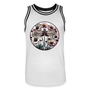 Libellule vintage - Maillot de basket Homme - blanc/noir - Devant - AI Model Male 185 dark (185cm)