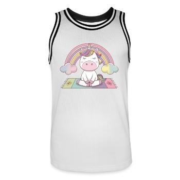 licorne de yoga - Maillot de basket Homme - blanc/noir - Devant - AI Model Male 185 dark (185cm)