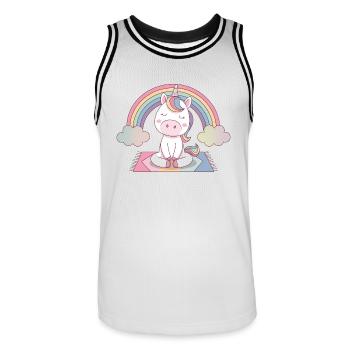 licorne de yoga - Maillot de basket Homme - blanc/noir - Devant - AI Model Male 185 dark (185cm)