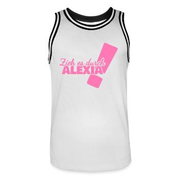 Vorname Alexia - Männer Basketball-Trikot - Weiß/Schwarz - Vorne - AI Model Male 185 dark (185cm)