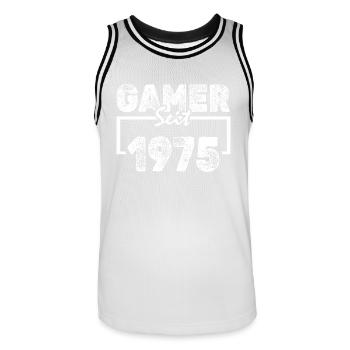 1975 - Maillot de basket Homme - blanc/noir - Devant - AI Model Male 185 dark (185cm)