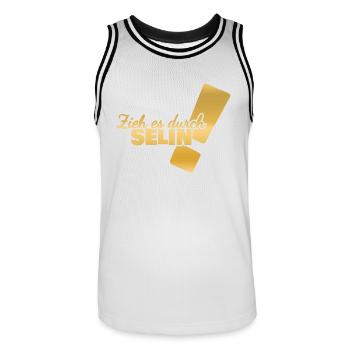 Prénom Selin - Maillot de basket Homme - blanc/noir - Devant - AI Model Male 185 dark (185cm)