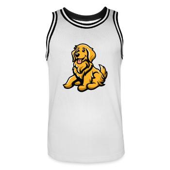 Bande dessinée d’animaux de chien - Maillot de basket Homme - blanc/noir - Devant - AI Model Male 185 dark (185cm)