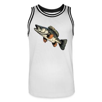 poisson - Maillot de basket Homme - blanc/noir - Devant - AI Model Male 185 dark (185cm)