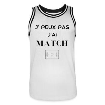 je peux pas j'ai match - Maillot de basket Homme - blanc/noir - Devant - AI Model Male 185 dark (185cm)