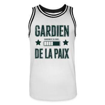 Gardien de la paix chargement en cours - Maillot de basket Homme - blanc/noir - Devant - AI Model Male 185 dark (185cm)