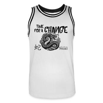 Changement! Année Chinoise du Serpent 2025 - Maillot de basket Homme - blanc/noir - Devant - AI Model Male 185 dark (185cm)