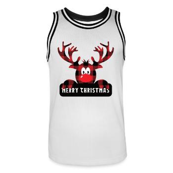 Rudolph kariert - Männer Basketball-Trikot - Weiß/Schwarz - Vorne - AI Model Male 185 dark (185cm)