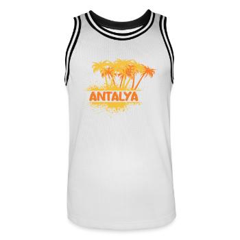 Party Antalya - Men's Basketball Jersey - white/black - Front - AI Model Male 185 dark (185cm)
