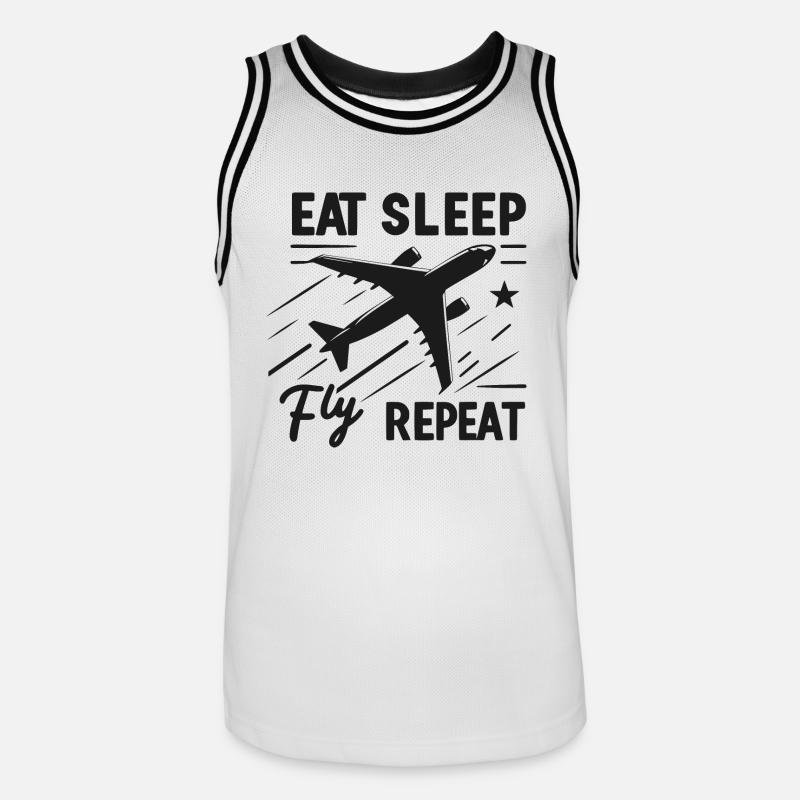 Manger dormir Mouche Répéter - Maillot de basket Homme - blanc/noir
