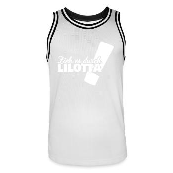 Prénom Lilotta - Maillot de basket Homme - blanc/noir - Devant - AI Model Male 185 dark (185cm)