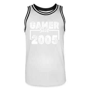 Jeux 2005 - Maillot de basket Homme - blanc/noir - Devant - AI Model Male 185 dark (185cm)