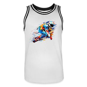 Snowboard Sport Game Champion Competition Abstract - Men's Basketball Jersey - white/black - Front - AI Model Male 185 dark (185cm)