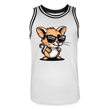 Maus Comic Cool - Männer Basketball-Trikot - Weiß/Schwarz - Vorne - AI Model Male 185 dark (185cm)