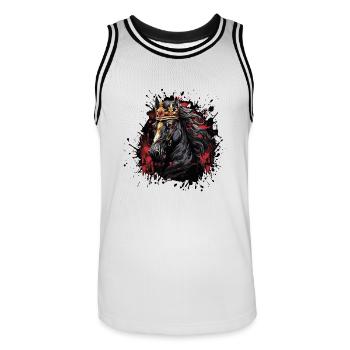 Couronne de cheval - Maillot de basket Homme - blanc/noir - Devant - AI Model Male 185 dark (185cm)