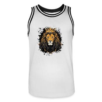 löwe könig - Männer Basketball-Trikot - Weiß/Schwarz - Vorne - AI Model Male 185 dark (185cm)