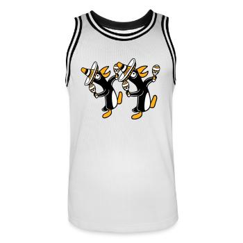 2 Penguins Rattles Party Mexico Culture Hats Team - Men's Basketball Jersey - white/black - Front - AI Model Male 185 dark (185cm)
