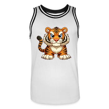 Tiger tough - Men's Basketball Jersey - white/black - Front - AI Model Male 185 dark (185cm)
