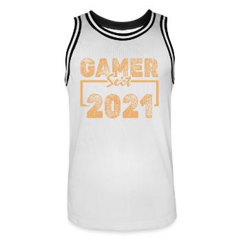 2021 - Maillot de basket Homme - blanc/noir - Devant - AI Model Male 185 dark (185cm)