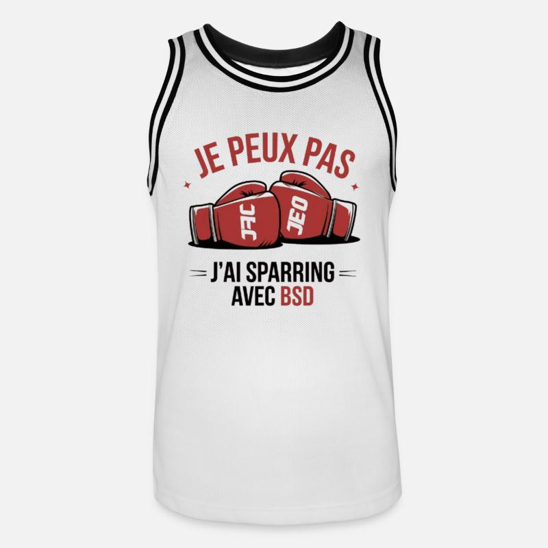 je peux pas j ai sparring avec benoit saint dénis - Maillot de basket Homme - blanc/noir