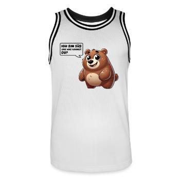 Bear Comic Cute - Men's Basketball Jersey - white/black - Front - AI Model Male 185 dark (185cm)