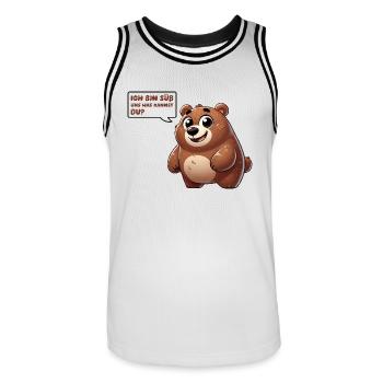 bär comic süß - Männer Basketball-Trikot - Weiß/Schwarz - Vorne - AI Model Male 185 dark (185cm)