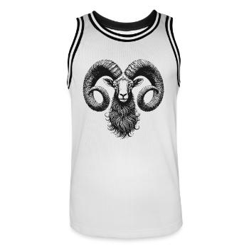Ram - Men's Basketball Jersey - white/black - Front - AI Model Male 185 dark (185cm)