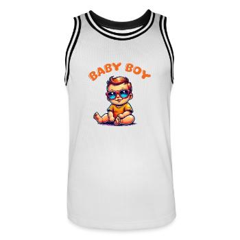 baby comic - Männer Basketball-Trikot - Weiß/Schwarz - Vorne - AI Model Male 185 dark (185cm)