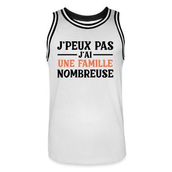 Ich kann nicht, ich habe eine große Familie - Männer Basketball-Trikot - Weiß/Schwarz - Vorne - AI Model Male 185 dark (185cm)