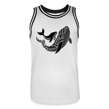 Walfamilie - Männer Basketball-Trikot - Weiß/Schwarz - Vorne - AI Model Male 185 dark (185cm)