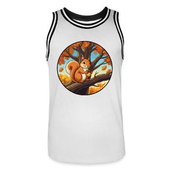 Squirrel with an acorn in the tree - Men's Basketball Jersey - white/black - Front - AI Model Male 185 dark (185cm)