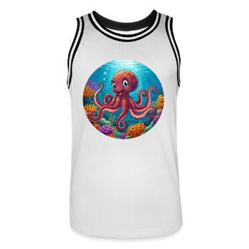 Octopus in coral - Men's Basketball Jersey - white/black - Front - AI Model Male 185 dark (185cm)