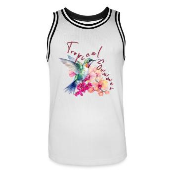Tropical Summer - Men's Basketball Jersey - white/black - Front - AI Model Male 185 dark (185cm)