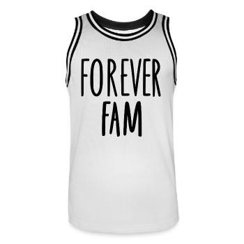 Forever Fam - Men's Basketball Jersey - white/black - Front - AI Model Male 185 dark (185cm)