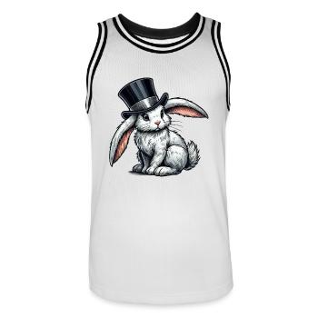 Rabbit Cylinder - Men's Basketball Jersey - white/black - Front - AI Model Male 185 dark (185cm)