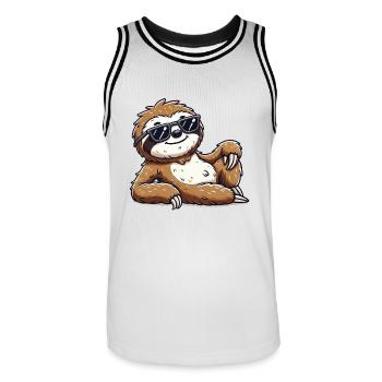 faultier sonnenbrille cool - Männer Basketball-Trikot - Weiß/Schwarz - Vorne - AI Model Male 185 dark (185cm)
