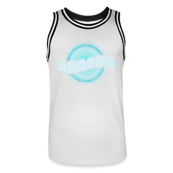 Aragon als Geschenkidee - Männer Basketball-Trikot - Weiß/Schwarz - Vorne - AI Model Male 185 dark (185cm)