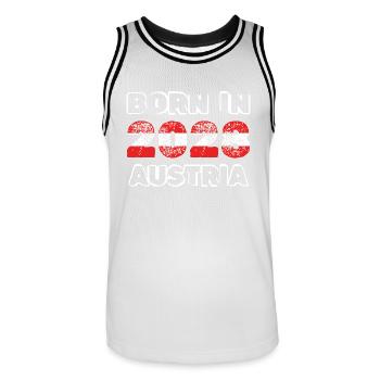 Autriche 2028 - Maillot de basket Homme - blanc/noir - Devant - AI Model Male 185 dark (185cm)
