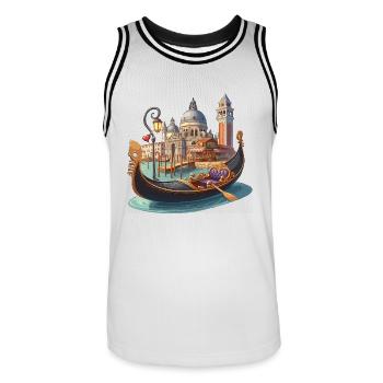 Venice gondola lift - Men's Basketball Jersey - white/black - Front - AI Model Male 185 dark (185cm)