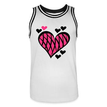 Crossed Heart Details - Men's Basketball Jersey - white/black - Front - AI Model Male 185 dark (185cm)