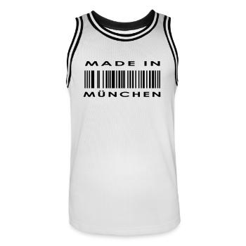 Munich, München - Men's Basketball Jersey - white/black - Front - AI Model Male 185 dark (185cm)