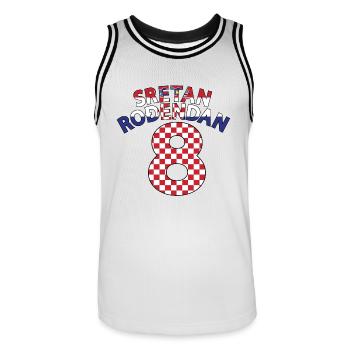 Kroatien 8. Geburtstag Sretan Rodendan 8 - Männer Basketball-Trikot - Weiß/Schwarz - Vorne - AI Model Male 185 dark (185cm)