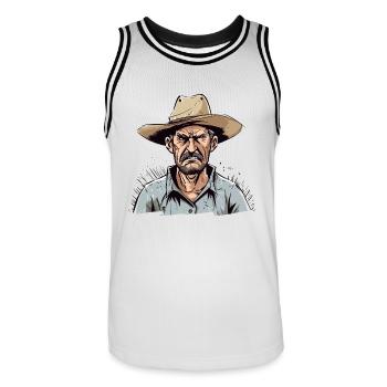 Angry Peasant No. 1 - Men's Basketball Jersey - white/black - Front - AI Model Male 185 dark (185cm)