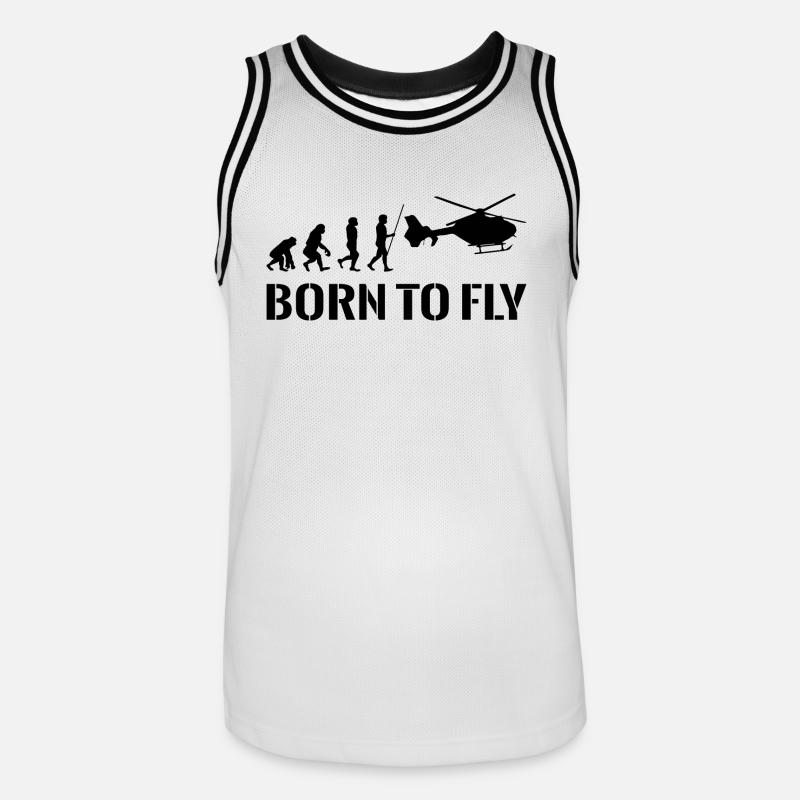 Hubschrauber Pilot Evolution Geschenkidee - Männer Basketball-Trikot - Weiß/Schwarz