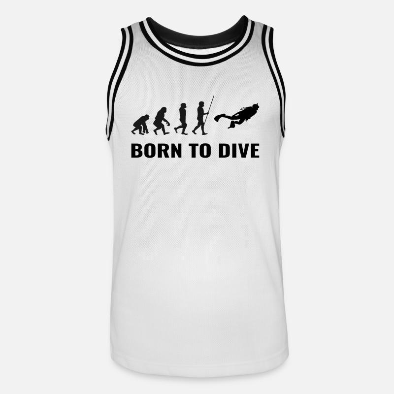 Taucher Tauchen Evolution Coole Sprüche - Männer Basketball-Trikot - Weiß/Schwarz