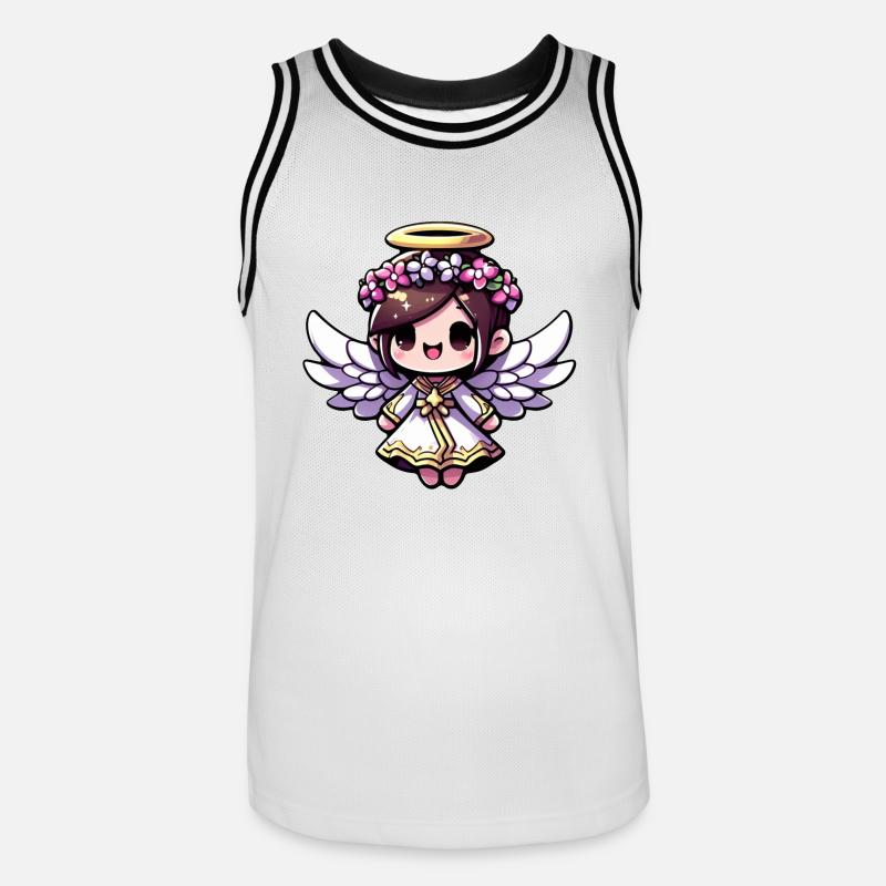 Ätherisches Engels-Chibi - Engel, niedlich, entzückend - Männer Basketball-Trikot - Weiß/Schwarz